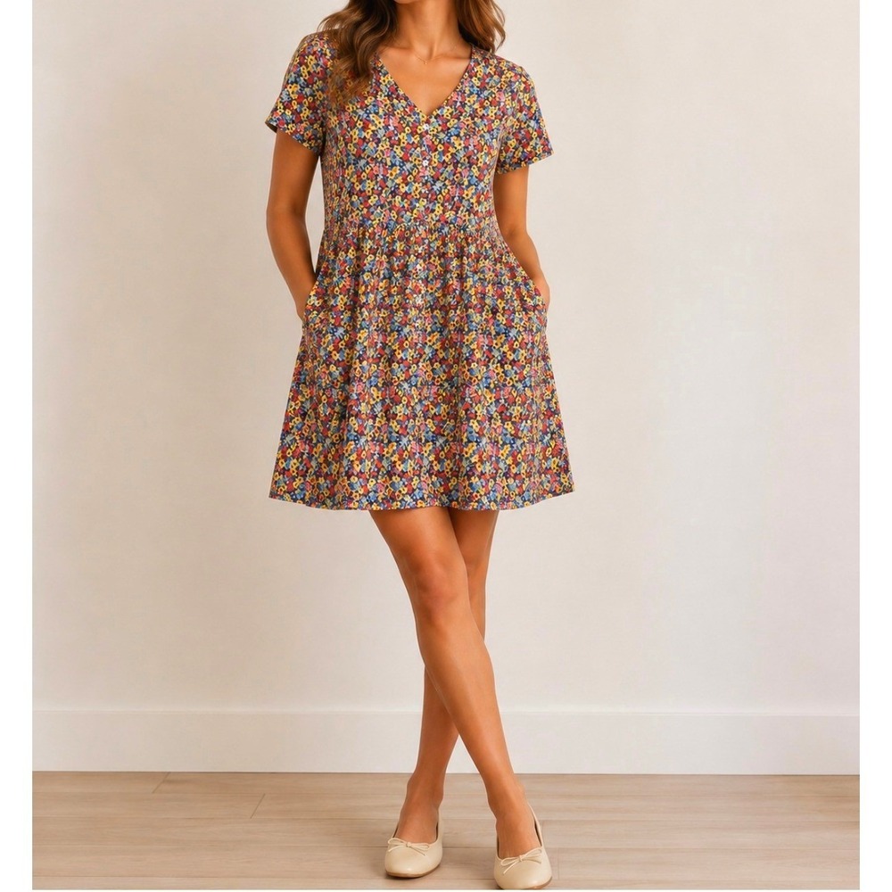 PRETTYGARDEN Womens Floral Babydoll Dress Medium Cottagecore‎ Boho Summer Sun M